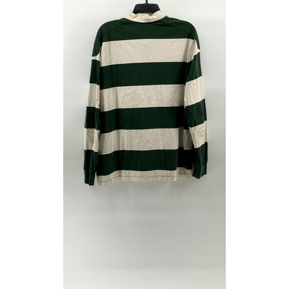POLO RALPH LAUREN Men's Green-White Striped Custom Fit Rugby Polo Shirt SZ XL - Picture 2 of 11